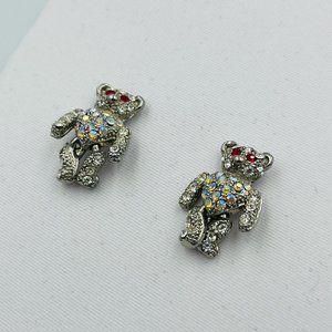 Butler & Wilson Crystal AB Teddy Bear Earrings